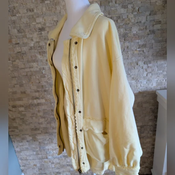 Free People We The Free Alexa Sweatshirt Jacket in Flan Yellow Boho Chic XL - Picture 5 of 16